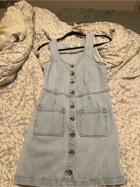 Reformation Light Wash Denim Button-Front Mini Dress